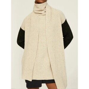 Saunders Collective Scarf Collar Melange Knit Sweater